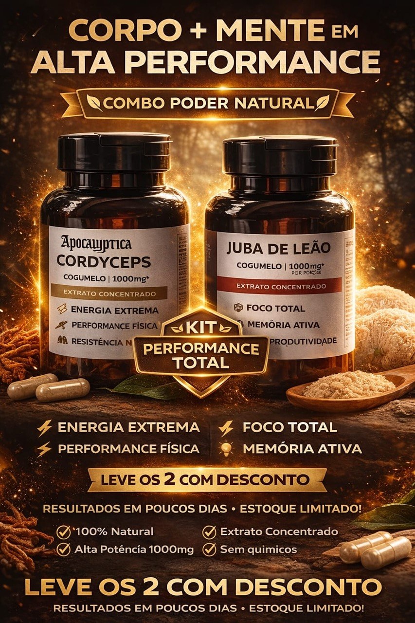 Kit real Cordyceps e Juba de Leão